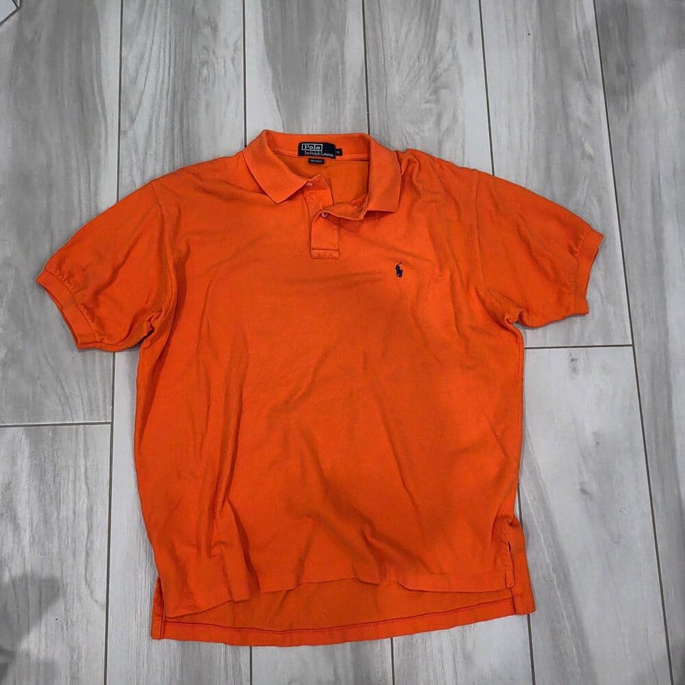 Polo Ralph Lauren Men’s XL Orange Short Sleeve Polo Shirt Navy Pony Cotton